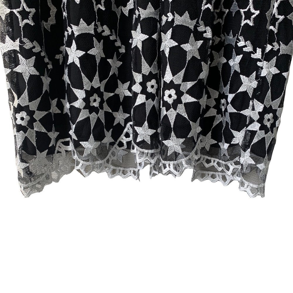JEN'S Pirate Booty Fortune Mini Dress Black White Lace Sheer Embroidered Size M - Picture 9 of 12